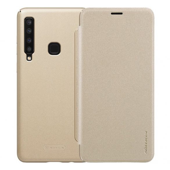 Protector de telefon din plastic NILLKIN SPARKLE (efect piele din microfibră FLIP, deschidere laterală) GOLD Samsung Galaxy A9 (2018) SM-A920