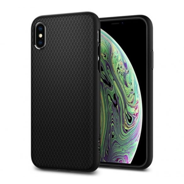 Protectie de telefon din silicon SPIGEN LIQUID AIR (rezistenta medie la impact, colt cu perna de aer, model romb) NEGRU Apple iPhone XS 5.8, Apple iPhone X 5.8