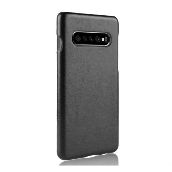 Protecție din plastic pentru telefon (efect piele) negru Samsung Galaxy S10 Plus (SM-G975)