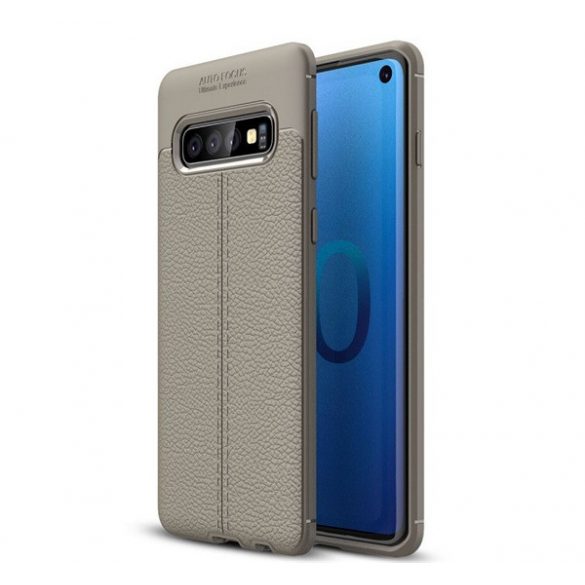 Protectie din silicon pentru telefon (rezistenta la impact mediu, efect piele, model de cusaturi) GRI Samsung Galaxy S10 (SM-G973)