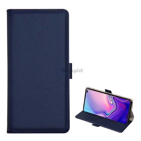 Husa DZGOGO MILO in picioare, efect piele (FLIP, deschidere laterala, suport card bancar, functie suport birou) ALBASTRU INCHIS Samsung Galaxy S10e (SM-G970)