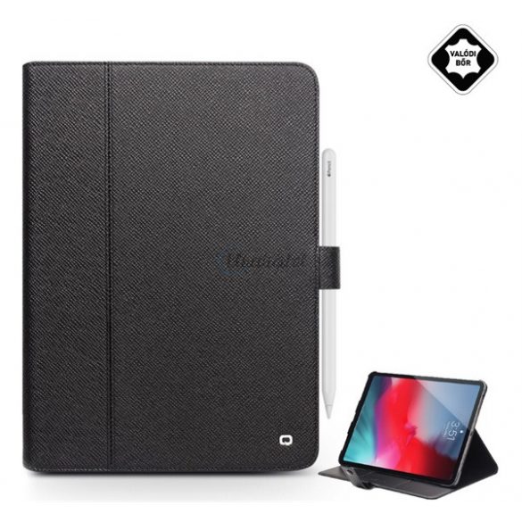 Husă QIALINO verticală, piele naturală (FLIP activ, deschidere laterală, suport desktop, suport creion) NEGRU Apple IPAD Pro 11 (2018)