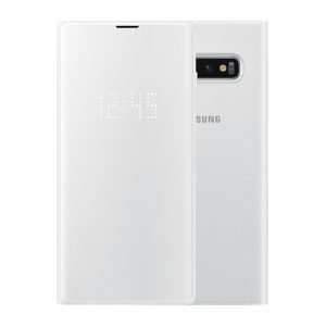 SAMSUNG În picioare husă (activ FLIP, deschidere laterală, titular de card de credit, afișaj LED, model textil) alb  Samsung Galaxy S10e (SM-G970)