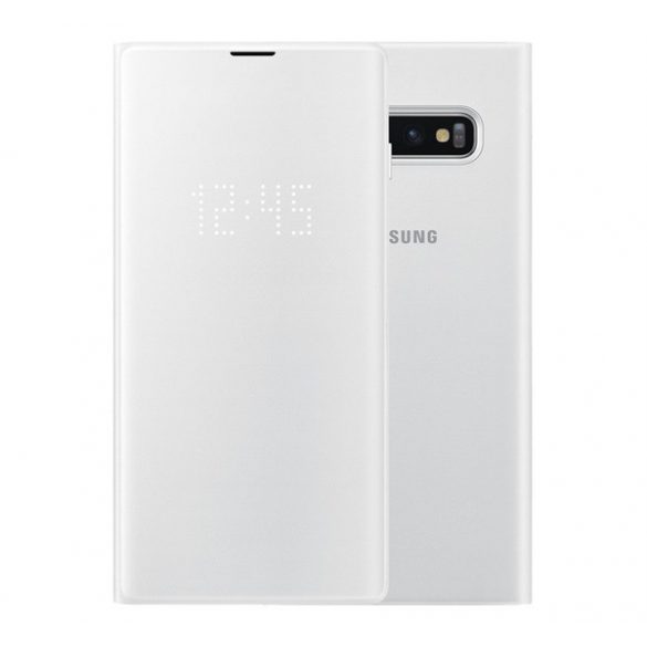 SAMSUNG În picioare husă (activ FLIP, deschidere laterală, titular de card de credit, afișaj LED, model textil) alb  Samsung Galaxy S10e (SM-G970)