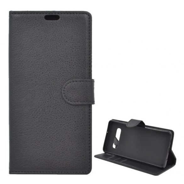 Husă stativă cu efect de piele (FLIP, deschidere laterală, desktop, premium) negru Samsung Galaxy S10 Plus (SM-G975)