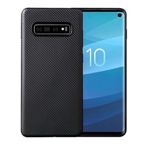 Husă de telefon din silicon (model de carbon) negru Samsung Galaxy S10 Plus (SM-G975)