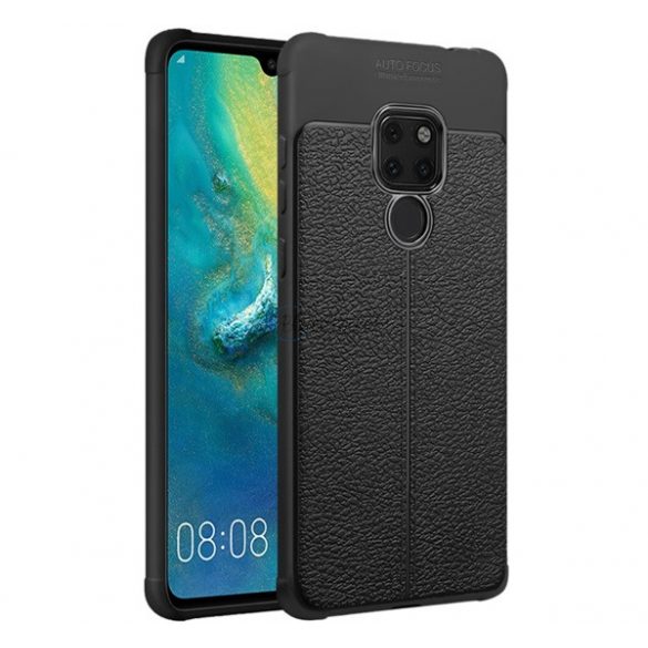 Protectie de telefon din silicon IMAK VEGA (rezistenta medie la impact, efect piele, model de cusaturi, colt cu perna de aer) NEGRU Huawei Mate 20