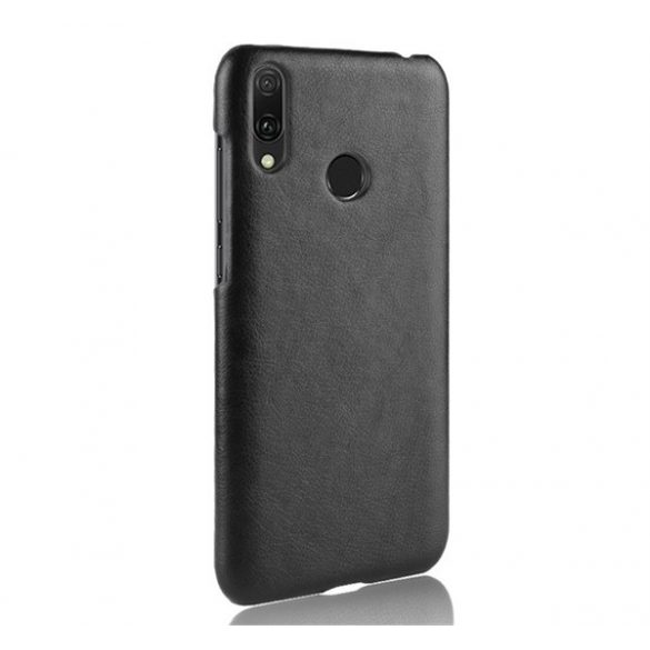 Protectie telefon din plastic (efect piele) NEGRU Huawei Y7 2019 (Y7 Prime 2019)