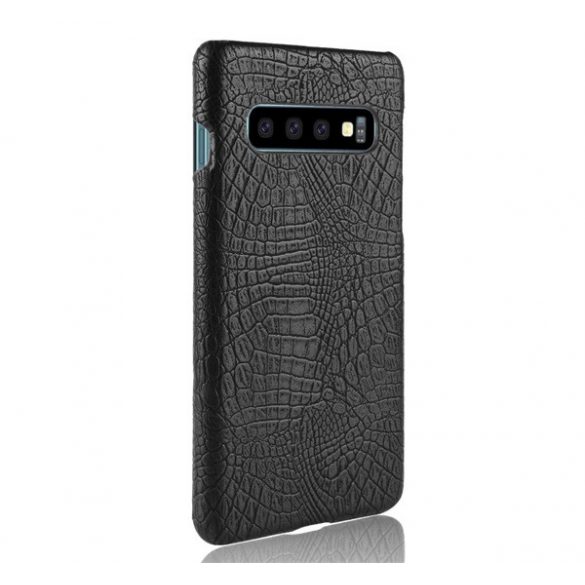 Protectie din plastic pentru telefon (efect piele, model piele de crocodil) NEGRU Samsung Galaxy S10 (SM-G973)