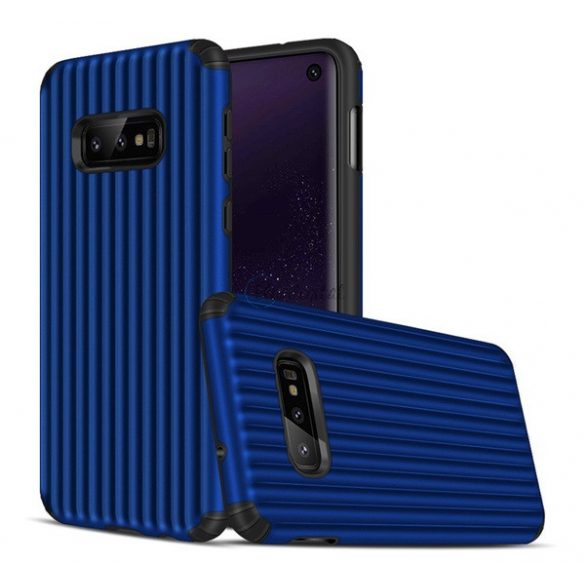 Protecție din plastic pentru telefon (interior din silicon, rezistență medie la impact, în dungi, model convex) ALBASTRU Samsung Galaxy S10e (SM-G970)