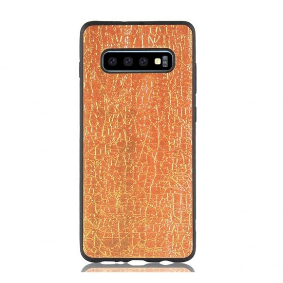 Protectie de telefon din silicon (efect piele) GOLD Samsung Galaxy S10 (SM-G973)