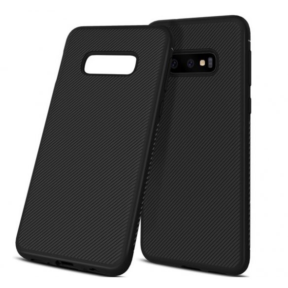 Husă silicon pentru telefon (rezistent la impact mediu, model cu dungi) negru Samsung Galaxy S10e (SM-G970)