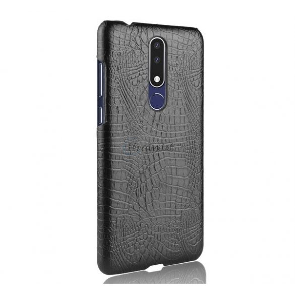 Protectie din plastic pentru telefon (efect piele, model piele de crocodil) NEGRU Nokia 3.1 Plus