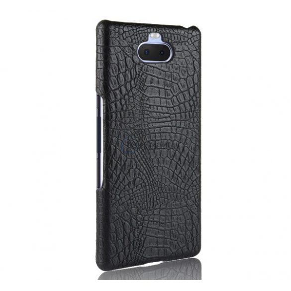 Protectie din plastic pentru telefon (efect piele, model piele de crocodil) NEGRU Sony Xperia 10 plus (L4213)