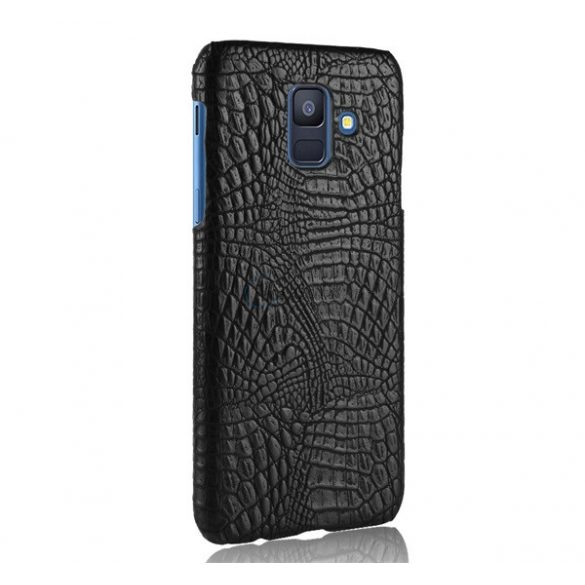 Protectie din plastic pentru telefon (efect piele, model crocodil) NEGRU Samsung Galaxy A6 (2018) SM-A600F