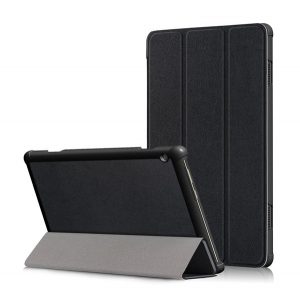 Husă stativă cu efect de piele (FLIP, deschidere laterală, funcție de suport pentru birou TRIFOLD) negru Lenovo Tab M10 (TB-X605F), Lenovo Tab M10 HD (TB-X505F)