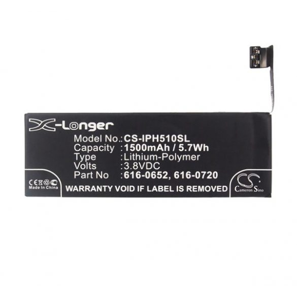 Baterie CAMERON SINO Li-Polymer (3.8V/1500mAh, compatibil cu Apple 616-0652) NEGRU Apple iPhone 5S