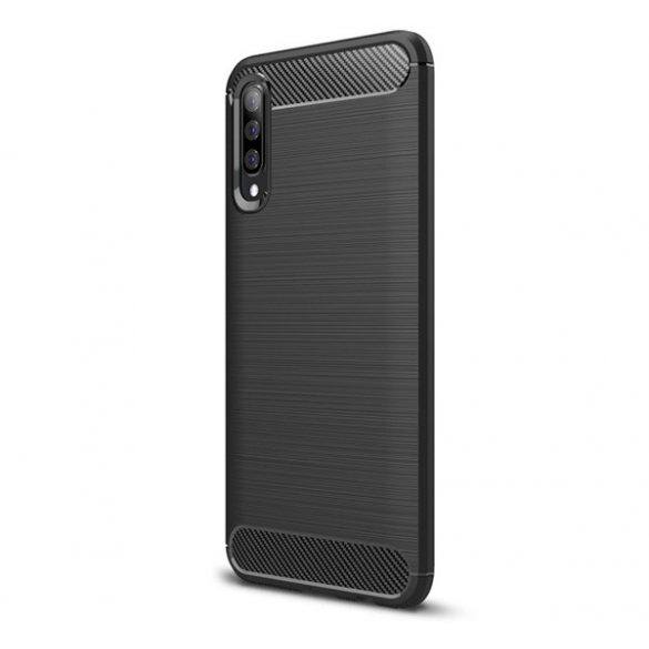 protecțiede telefon din silicon (rezistent la impact mediu, călcâi cu pernă de aer, periat, model carbon) negru Samsung Galaxy A50 (SM-A505F), Samsung Galaxy A30s (SM-A307F), Samsung Galaxy A50s (SM-A507F)