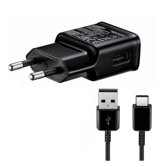 Încărcător de rețea SAMSUNG Priză USB (15W, încărcător rapid + cablu tip C) NEGRU