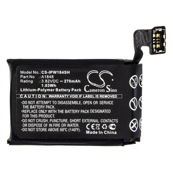 Baterie Li-Polymer CAMERON SINO (3,82V/270mAh, compatibilă cu Apple A1848) NEGRU Apple Watch Series 3 38mm