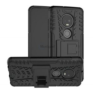 Protector de telefon din plastic Defender (rezistență medie la impact, interior din silicon, suport, model anvelope auto) NEGRU Motorola Moto G7 (XT1962), Motorola Moto G7 Plus (XT1965)