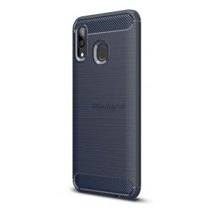 Protector de telefon din silicon (rezistență medie la impact, colț cu perne de aer, periat, model carbon) ALBASTRU ÎNCHIS Samsung Galaxy A30 (SM-A305F), Samsung Galaxy A20 (SM-A205F)