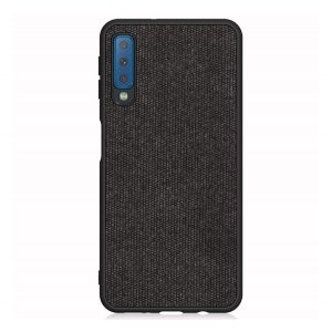 Protectie din silicon pentru telefon (spate textil) NEGRU Samsung Galaxy A7 (2018) SM-A750F