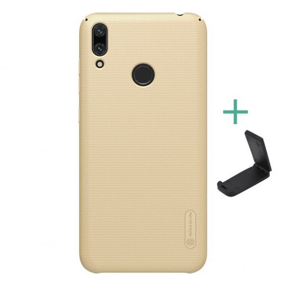 Protectie de telefon din plastic NILLKIN SUPER FROSTED (cauciucat, suprafata aspra + suport de masa) GOLD Huawei Y7 2019 (Y7 Prime 2019)