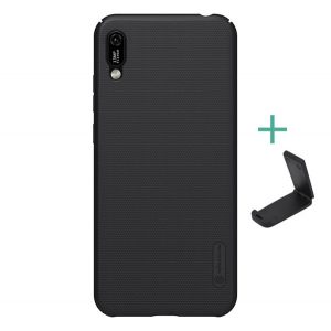 Protector de telefon din plastic NILLKIN SUPER FROSTED (cauciucat, suprafata aspra + suport de masa) NEGRU Huawei Y6 2019 (Y6 Prime 2019)