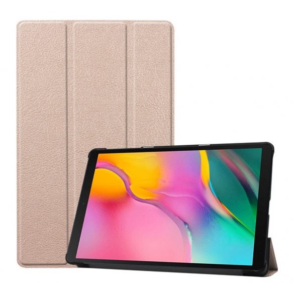 Husă în picioare, efect piele (FLIP activ, deschidere laterală, TRIFOLD, suport desktop) GOLD Samsung Galaxy Tab A 10.1 WIFI (2019) SM-T510, Samsung Galaxy Tab A 10.1 LTE (2019) SM-T515