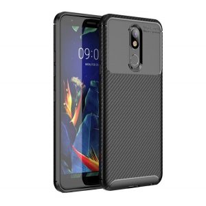 Husă silicon pentru telefon (rezistent la impact mediu, bubble heel, model de carbon) negru LG K40 LMX420 (K12 Plus)