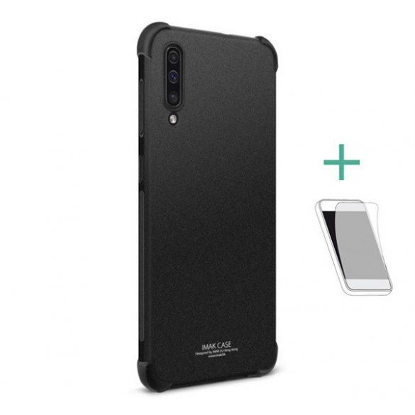 Protector de telefon din silicon IMAK (rezistență medie la impact, colț cu pernă de aer, mată + folie de protecție pentru ecran) NEGRU Samsung Galaxy A50 (SM-A505F), Samsung Galaxy A30s (SM-A307F), Samsung Galaxy A50s (SM-