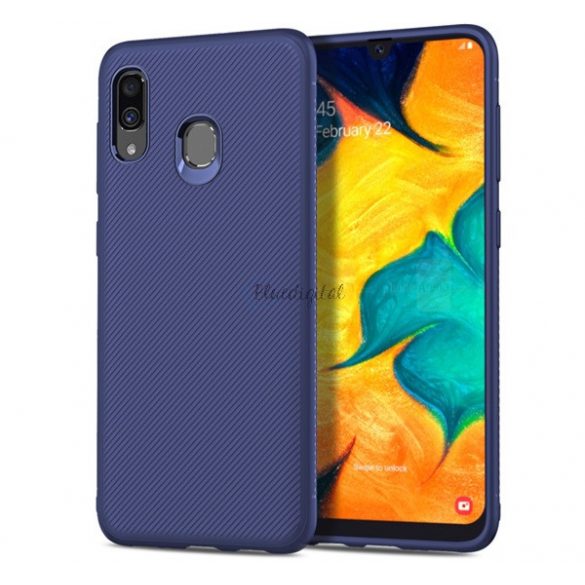 Protector de telefon din silicon (rezistență medie la impact, model în dungi) ALBASTRU ÎNCHIS Samsung Galaxy A30 (SM-A305F), Samsung Galaxy A20 (SM-A205F)