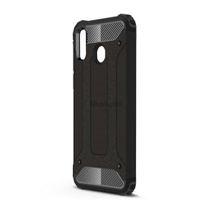 Protector de telefon din plastic Defender (rezistență medie la impact, colț cu pernă de aer, interior din silicon, efect metalic) NEGRU Samsung Galaxy A30 (SM-A305F), Samsung Galaxy A20 (SM-A205F)