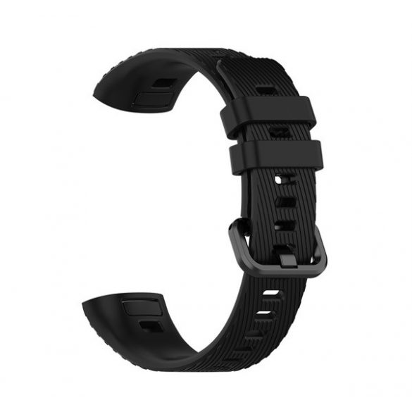 Curea (personalizată, silicon, reglabilă, model cu dungi) negru Huawei Band 3 Pro, Honor Band 3 Pro