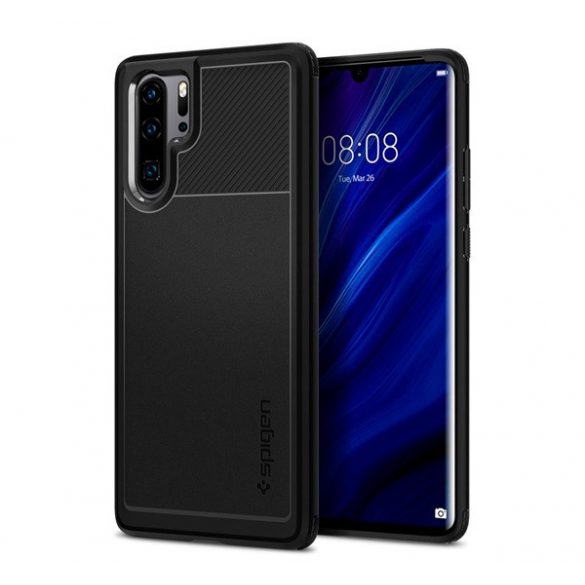 SPIGEN RUGGED ARMOR Husă silicon pentru telefon (impact mediu rezistent, bubble heel, model de carbon) negru Huawei P30 Pro