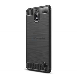 Protectie din silicon pentru telefon (rezistenta medie la impact, colt cu perna de aer, periat, model carbon) NEGRU Nokia 1 Plus