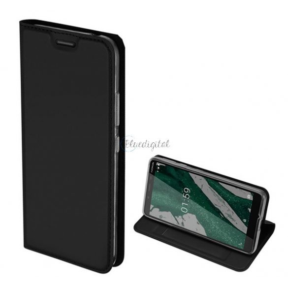 Husa DUX DUCIS SKIN PRO in picioare, efect piele (FLIP, deschidere laterala, suport card bancar, functie suport birou) NEGRU Nokia 1 Plus