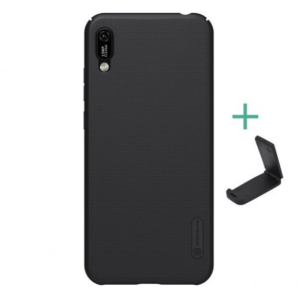 NILLKIN SUPER FROSTED plastic protecțiede telefon (cauciucat suprafață aspră + suport desktop) negru Honor 8A (Play 8A)