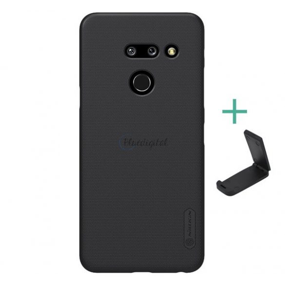 Protector de telefon din plastic NILLKIN SUPER FROSTED (cauciucat, suprafață aspră + suport de masă) NEGRU LG G8 ThinQ (G820Q)