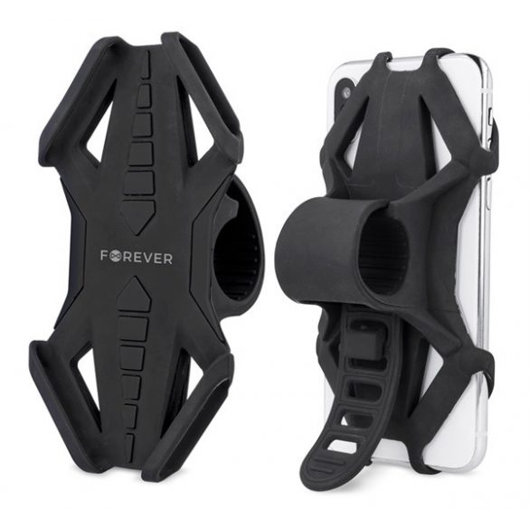 Suport telefon FOREVER pentru biciclete (universal, se poate atasa la ghidon, silicon, dimensiune 4-6") NEGRU