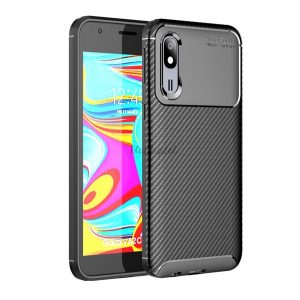 Protectie din silicon pentru telefon (rezistenta medie la impact, colt cu perna de aer, model carbon) NEGRU Samsung Galaxy A2 Core (SM-A260F)