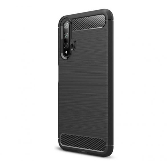 Husă silicon pentru telefon (rezistent la impact mediu, călcâi pernă de aer, model de carbon periat) negru Honor 20, Huawei Nova 5T