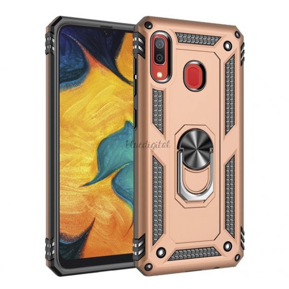 Protector de telefon din plastic Defender (rezistență medie la impact, interior din silicon, inel de suport pentru telefon, placă metalică încorporată) GOLD Samsung Galaxy A30 (SM-A305F), Samsung Galaxy A20 (SM-A205F)