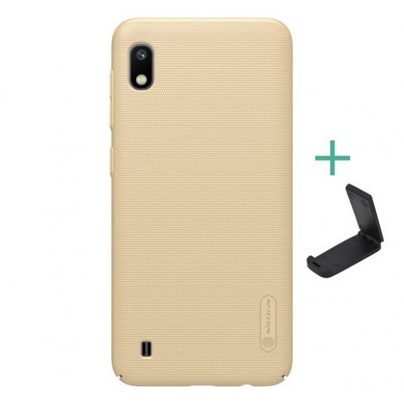 Protector de telefon din plastic NILLKIN SUPER FROSTED (cauciucat, suprafață aspră + suport de birou) GOLD Samsung Galaxy A10 (SM-A105F)