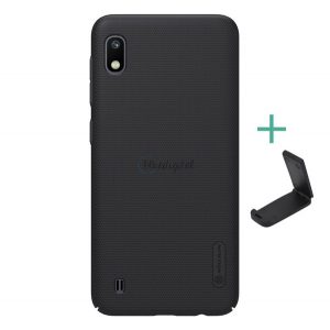 Protectie de telefon din plastic NILLKIN SUPER FROSTED (cauciucat, suprafata aspra + suport de masa) NEGRU Samsung Galaxy A10 (SM-A105F)