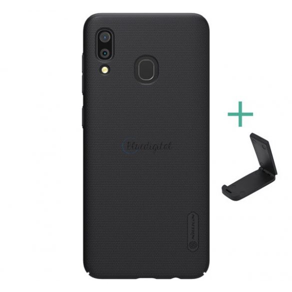 Protectie de telefon din plastic NILLKIN SUPER FROSTED (cauciucat, suprafata aspra + suport de birou) NEGRU Samsung Galaxy A30 (SM-A305F), Samsung Galaxy A20 (SM-A205F)