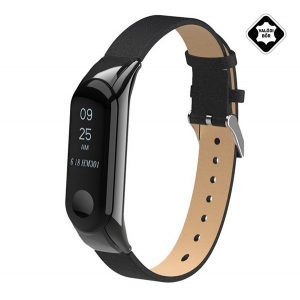 Curea de schimb (dimensiune personalizata, piele naturala) NEGRA Xiaomi MI Band 4, Xiaomi MI Band 3