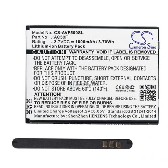 Baterie CAMERON SINO Li-Ion (3,7V/1000mAh, compatibil Archos AC50F) NEGRU