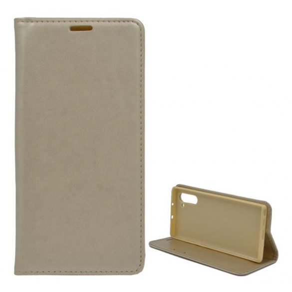 Carcasa in picioare, efect piele (FLIP, deschidere laterala, functie suport pentru masa) GOLD Samsung Galaxy Note 10 (SM-N970F)